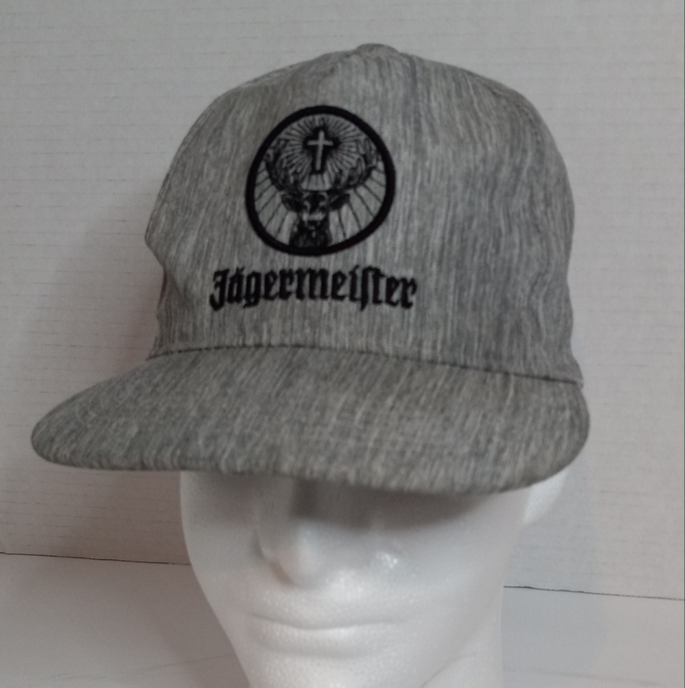 Jagermeister SnapBack Hat Grey Deer Head Logo Flat